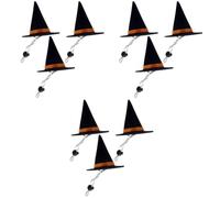 NIYANGLE 9pcs Halloween Pet Witch Hats with Elastic Band Black Pointed Magic Caps for Pets Inner Diameter Adjustable Funny Dog Cat Costume Accessories for Halloween Party
