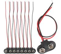 NIYANGLE 9v Battery Connector Pu Leather Shell T Type Cable Housing Connection 50pcs with Cable Clip Suitable for DIY Battery Holder and LED Strips