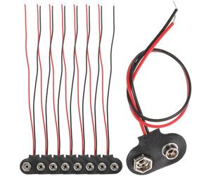 NIYANGLE 9v Battery Connector Pu Leather Shell T Type Cable Housing Connection 50pcs with Cable Clip Suitable for DIY Battery Holder and LED Strips