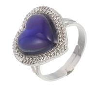 NIYANGLE Adjustable Color Change for Women Heart Gemstone Adjustable Temperature Ring Unique Fashion Jewelry Reflecting Emotions and Moods for Parties and Festivals