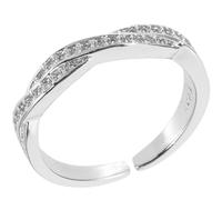 NIYANGLE Adjustable Open Statement Ring for Women, White Gold Tone Fashion Ring with Twisted Design and Micro Zircon Decoration, Chic Aesthetic Jewelry for Everyday Wear