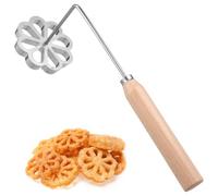NIYANGLE Aluminum Bunuelos Mold with Ergonomic Handle Floral Pattern Mexican Cookie Cooking Stamp Baking Tool for Fried Snacks and Achappam Mold