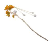 NIYANGLE Antique Ginkgo Leaf Hairpin with Enamel Finish and Elegant Tassel Chain Japanese Style Hair Stick for Women Vintage Hair Bun Holder Accessory for Special Occasions and Daily Wear