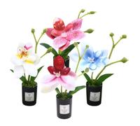 NIYANGLE Artificial Butterfly Orchid Miniature Potted Plants Faux Orchid Flower Pot with Realistic Texture and Material Tiny Greenery Figurines for Home Decor Garden Bonsai Micro Landscape