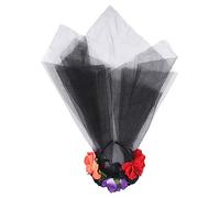 NIYANGLE Artificial Rose Hair Hoops with Veil Black Red Orange Purple Headband for Halloween Parties Cosplay and Festivals Lightweight Floral Hair Accessory for Eye Catching Style and