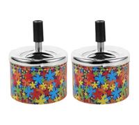 NIYANGLE Automatic Extinguishing Ashtray 4.92 Inch Metal Cigarette Ash Holder Compact Decorative Table Accessory for Home and Travel