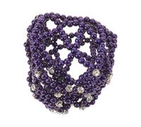 NIYANGLE Ballet Hair Net for Bun with Rhinestones and Pearl Detailing, Handcrocheted Elastic Structure with Flexible Edge Finish, Secure Fit Design Preventing Hairline Stress, for Dance
