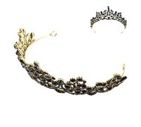 NIYANGLE Birthday Crown Wedding Hair Decoration Vintage Baroque Alloy Crystal Suitable for Thick Or Thin Hair Ladies Bridesmaids for Dances and Cosplay