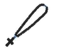 NIYANGLE Black Cross Praying Wrist Bracelet for Men and Women, Woven Rope and Plastic Religious String, Classic Style Decorative Prayer Jewelry, Versatile Accessory for Holiday Gathering