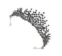 NIYANGLE Black Retro Bridal Crown Tiara for Party and Birthday Hair Decoration 15X15X5 Inches Elegant Baroque Design