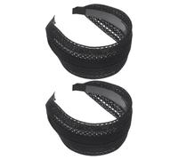 NIYANGLE Black Wide Hairbands with Teeth, Non-Slip Breathable Mesh Lace Head Wraps for Spa and Face Washing, 2Pcs