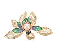 NIYANGLE Bling Crystal Lapel Pin Rhinestone Pearl Flower Brooch Decorative Metal Floral Clothing Badge Jewelry for Dress Hat Jacket Decoration