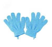 NIYANGLE Blue Five Finger Body Scrub Gloves for Men and Women Nylon Bath Gloves Exfoliating Easy to Put and Take for Shower and Bath