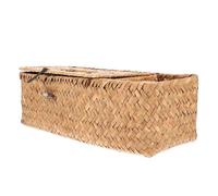 NIYANGLE Boho Woven Tissue Box Cover with Elastic Clasp Natural Seaweed and Metal Frame Organizer for Living Rustic Vintage Style Tissue Holder and Remote Controller Storage Large Orange