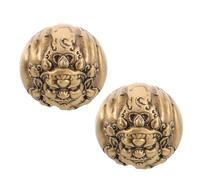 NIYANGLE Brass Hand Exercise Balls for Elderly Finger Exercise Ball Trainers for Joint Rehabilitation Wrist Grip Strengthener with Traditional Yellow Wealth Design Portable Fitness Handball