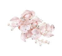 NIYANGLE Bridal Flower Shape Headwear Flower Hair Comb 9cm Elegant Rhinestone Imitation Pearl Copper Wire Alloy for Wedding Headpieces Decoration Comfortable Stylish Hair Accessory