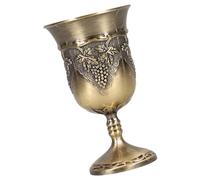 NIYANGLE Bronze Metal Wine Goblet Grape Pattern Vintage Drinking Cup for Wedding and Festival Ancient Style Decorative Liquor Cup for Office and Dinner Use