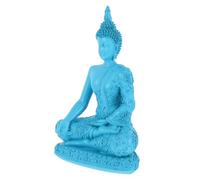 NIYANGLE Buddha Statue Resin Sculpture Blue Southeast Asia Buddhist Ornament for Indoor Home Decoration and Temple
