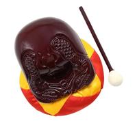 NIYANGLE Buddhist Meditation Woodblock with Wooden Stick for Temple Chanting and Religious Use Dark Wood Percussion Instrument for Early Music Education and Focus Development