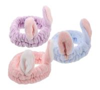 NIYANGLE Bunny Headband 3Pcs Elastic Hair Bands for Face Wash and Skincare Spa Use Women Light Purple Blue Pink