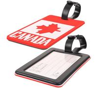 NIYANGLE Canada Flag Travel Suitcase Tags Set of 2 Sturdy PVC Baggage Identifiers with 3D Embossed Design Reusable Luggage Hanging Name Tags for Easy Identification During Travel