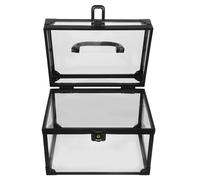 NIYANGLE CD DVD Storage Box with Black Trim, Vinyl Record Organizer Case with Handle, Disc Collection Holder for Home and Desk, 8x5.9x5.7in Media Storage