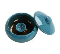 NIYANGLE Ceramic Ashtray with Lid Blue Vintage Style Covered Cigarette Ashtray for Home Office Desktop Household and Hotel Use