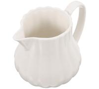 NIYANGLE Ceramic Creamer Milk Jug 240ml Small Porcelain Milk Dispenser White Embossed Latte Pitcher for Coffee and Sauce Serving