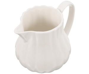 NIYANGLE Ceramic Creamer Milk Jug 240ml Small Porcelain Milk Dispenser White Embossed Latte Pitcher for Coffee and Sauce Serving