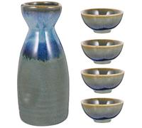 NIYANGLE Ceramic Japanese Sake Set with 1 Small Textured Sake Pot and Cup Set and Drinking Random Color Random Style
