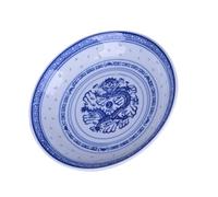 NIYANGLE Ceramic Plate with Dragon Pattern for Food Serving White