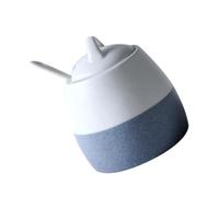 NIYANGLE Ceramic Seasoning Pot with Spoon and Lid for Pepper, and Storage, Japanese Style White and Blue Jar Suitable for Home and Restaurant Use