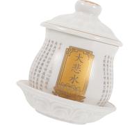 NIYANGLE Ceramic Water Offering Cup White for Temple and Home Decoration, Smooth Surface, Convenient Design Buddhist Worship Cup with Elegant and Unique Style for Ritual Use