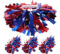 NIYANGLE Cheerleading Pom Poms Cheerleader Pompoms Fluffy Handheld Soft Material Comfortable Grip 4 Pieces Set Party Dance Sports Game Cheering Props for Team Spirit Support