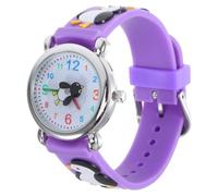 NIYANGLE Children's Penguin Watch Digital Watch for Kids Cute Waterproof Large Dial Soft PVC Band Stainless Steel Case Purple Suitable for Study and Daily Use