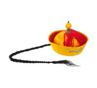 NIYANGLE Chinese Costume Accessory Ancient Emperor Hat with Ponytail for Men’S Stage Drama and Role Play