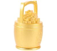 NIYANGLE Chinese Treasure Basin Wealth Bucket Ornament Brass Retro Appearance Use Good Decorative Effect Golden Finish for Office Desktop Decoration