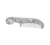 NIYANGLE Chinese Vintage Alloy Comb Hand Carved Dragon Phoenix Pattern Detangling Comb for Hair Styling Scalp Massage Decorative Traditional Craft Gift