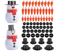 NIYANGLE Christmas Snowman Kit, Mini Black Hats Nose & Buttons DIY Snowman Making Accessories Craft for Outdoor 320pcs