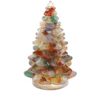 NIYANGLE Christmas Tree Figurine Mini Desktop Decor Resin Christmas | Synthetic Resin, Crystal like Look, Sturdy and Lightweight, Holiday Village Craft Displays, Lifelike Finish