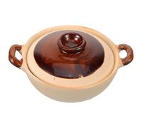 NIYANGLE Clay Casserole Pot 500ml Traditional Two-handle Stew Pot High-temperature Resistant Household Kitchen Essential for Soup and Garlic Baking