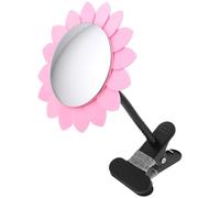 NIYANGLE Clip on Cubicle Mirror Single Side Makeup Mirror with High-definition Reflection and User-friendly Clamp, Pink Plastic and Glass, for Personal Safety and Office Use