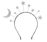 NIYANGLE Creative Glitter Star Moon Headband Alloy Hair Accessory, Eye-catching Design for Christmas Party and Cosplay, Fashionable and Adorable Space Theme Party Headband