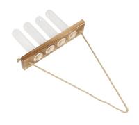 NIYANGLE Creative Hydroponic Wall Planter Glass Vase with 4 Small Test Tubes and Wooden Stand, Indoor Terrarium for Live Plants, Home Gardening Hydroponic Ornament