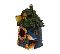 NIYANGLE Creative Resin Bird Hanging House with Hook for Balcony and Porch Comfortable Living Environment Bird Nest Garden Ornaments Unique Outdoor Decor and Household Decoration