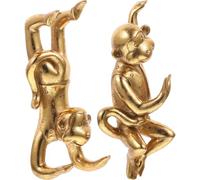 NIYANGLE Creative Sturdy and Decorative in Golden Resin Wall Hooks Animal Shape 3D Art Multipurpose Home Ornaments Nail-Free 2pcs Set for Living Room Wall Decoration