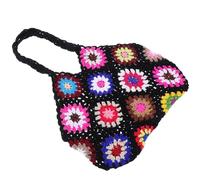 NIYANGLE Crocheted Summer Beach Tote Bag and Woven Floral Pattern Handbag Lightweight Canvas Shoulder Bag for Women Casual Outdoor Use