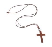 NIYANGLE Crucifix on Cord Wood Cross Pendant Necklace Unique Design Rustic Charm Wooden Wax Rope Blessings Symbolic Bead for Men Women Everyday Wear Easter