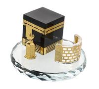 NIYANGLE Crystal Kaaba Miniature Model Round Saudi Arabia Islamic Handicraft Decor with Mesmerizing Light Effects Unique Cultural Home Ornament and Special Ramadan Eid