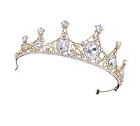 NIYANGLE Crystal Rhinestone Headdress Elegant Golden Alloy Hair Band for Weddings Parties Festivals Lightweight Non Fading Eye Catching Bridal Accessory Special Decoration for Memorable